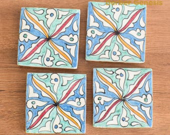 Decorative Ceramic Tiles 10 cm x 10 cm - Glossy & Shinny tiles - Wall Art Tile - Handmade Moroccan Tiles - Exquisite and Authentic Tiles