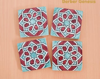 Decorative Ceramic Tiles 10 cm x 10 cm - Glossy & Shinny tiles - Wall Art Tile - Handmade Moroccan Tiles - Exquisite and Authentic Tiles