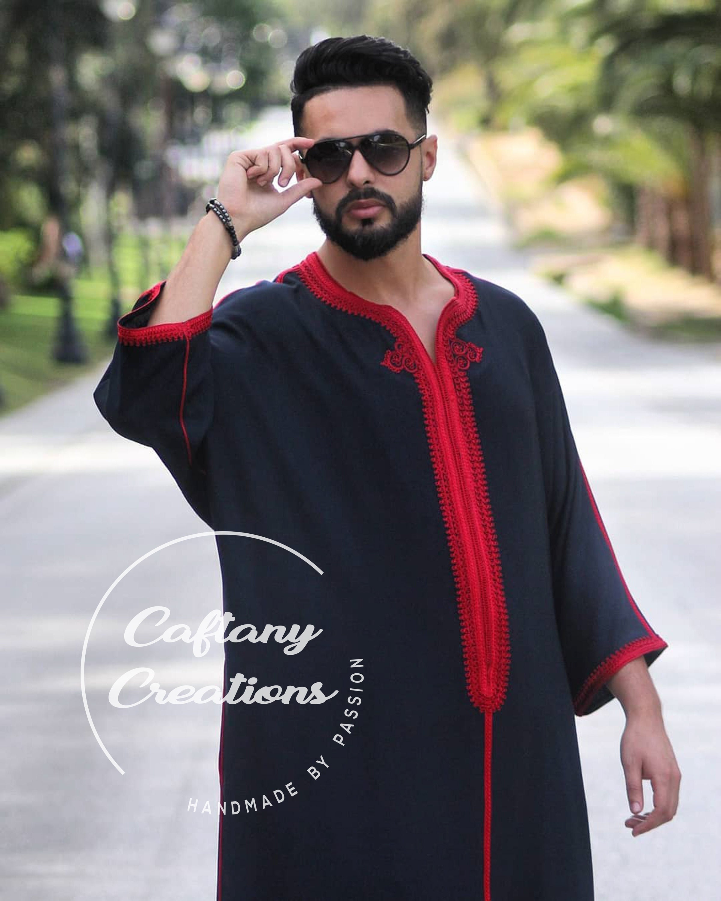 robe arabe longue tunique Mlifa peignoirs et robes de chambre Robes de chambre et peignoirs Caftan marocain fait à la main robe pyjama pour hommes Djellaba marocain robe de mariée hommes Gandoura Vêtements Vêtements homme Pyjamas 