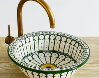 Bowl Bathroom Vanity Pottery,Handmade Bathroom Vessel Sink Decor,Ceramic Sink,Moroccan Vasque,Bathroom Equipement Pottery Decor Handmade