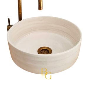 Sink for Bathroom Vanity,Pottery Handmade Bathroom Vessel Sink Decor,Ceramic Sink,Moroccan Vasque,Bathroom Equipement Pottery Decor Handmade