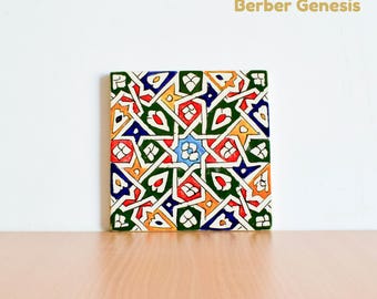 Decorative Ceramic Tiles 20 cm x 20 cm - Glossy & Shinny tiles - Wall Art Tile - Handmade Moroccan Tiles - Exquisite and Authentic Tiles