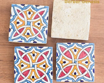 Decorative Ceramic Tiles 10 cm x 10 cm - Glossy & Shinny tiles - Wall Art Tile - Handmade Moroccan Tiles - Exquisite and Authentic Tiles