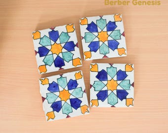 Decorative Ceramic Tiles 10 cm x 10 cm - Glossy & Shinny tiles - Wall Art Tile - Handmade Moroccan Tiles - Exquisite and Authentic Tiles