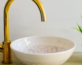 Bowl Bathroom Vanity Pottery,Handmade Bathroom Vessel Sink Decor,Ceramic Sink,Moroccan Vasque,Bathroom Equipement Pottery Decor Handmade
