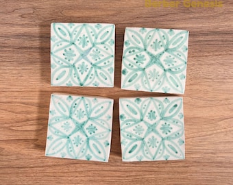Decorative Ceramic Tiles 10 cm x 10 cm - Glossy & Shinny tiles - Wall Art Tile - Handmade Moroccan Tiles - Exquisite and Authentic Tiles