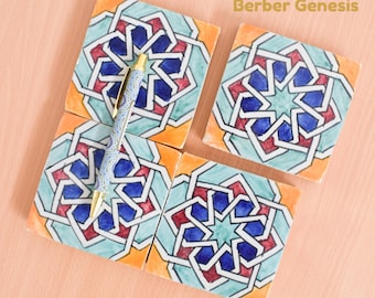 Decorative Ceramic Tiles 10 cm x 10 cm - Glossy & Shinny tiles - Wall Art Tile - Handmade Moroccan Tiles - Exquisite and Authentic Tiles