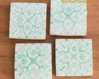 Decorative Ceramic Tiles 10 cm x 10 cm - Glossy & Shinny tiles - Wall Art Tile - Handmade Moroccan Tiles - Exquisite and Authentic Tiles