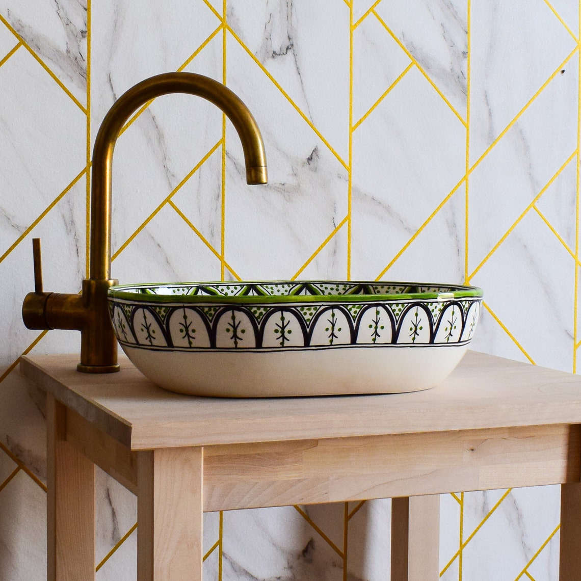 Bathroom Vanity Sink Pottery,handmade Bathroom Vessel Sink Decor,ceramic Sink,moroccan Vasque ...
