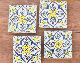 Decorative Ceramic Tiles 10 cm x 10 cm - Glossy & Shinny tiles - Wall Art Tile - Handmade Moroccan Tiles - Exquisite and Authentic Tiles