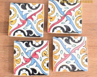 Decorative Ceramic Tiles 10 cm x 10 cm - Glossy & Shinny tiles - Wall Art Tile - Handmade Moroccan Tiles - Exquisite and Authentic Tiles