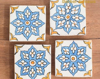 Decorative Ceramic Tiles 10 cm x 10 cm - Glossy & Shinny tiles - Wall Art Tile - Handmade Moroccan Tiles - Exquisite and Authentic Tiles