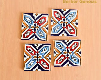 Decorative Ceramic Tiles 10 cm x 10 cm - Glossy & Shinny tiles - Wall Art Tile - Handmade Moroccan Tiles - Exquisite and Authentic Tiles