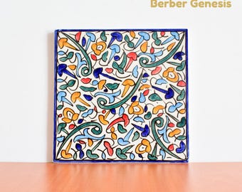 Decorative Ceramic Tiles 20 cm x 20 cm - Glossy & Shinny tiles - Wall Art Tile - Handmade Moroccan Tiles - Exquisite and Authentic Tiles