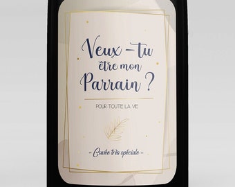 Etiquette bouteille annonce Parraine/Marraine, Annonce grossesse étiquette