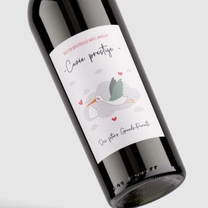 Etiquette bouteille vin ou bière, étiquette annonce bébé, Annonce grossesse