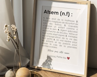 Affiche définition Atsem/Aesh / Atsem/Aesh cadeau personnalisable, cadeau Atsem/Aesh fin d'année