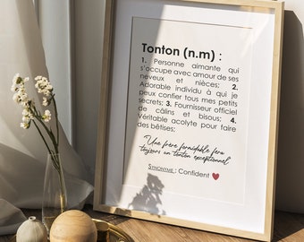 Affiche définition Tonton personnalisable, cadeau Tonton personnalisable