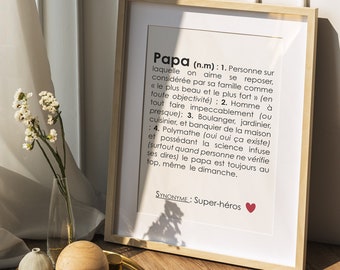 Affiche définition Papa personnalisable, cadeau Papa personnalisable