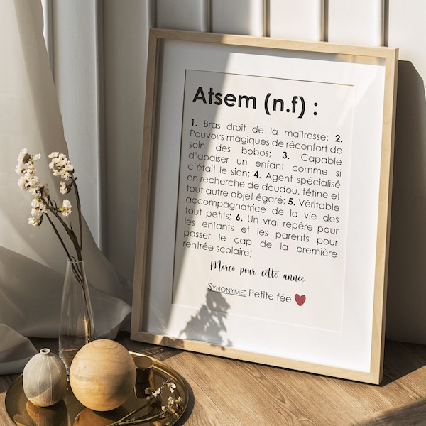 Affiche définition Atsem/Aesh / Atsem/Aesh cadeau personnalisable, cadeau Atsem/Aesh fin d'année