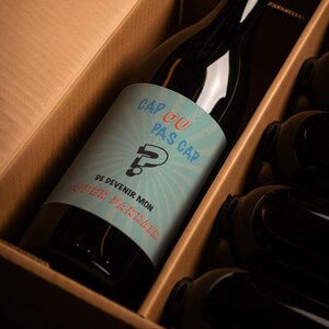 Etykieta na piwo lub wino dla ojca chrzestnego, matki chrzestnej lub świadka, Personalizowane ogłoszenie o ojcu chrzestnym, matce chrzestnej lub świadku