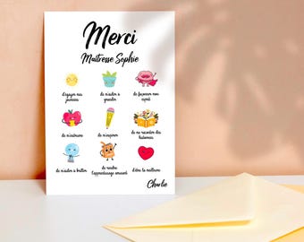 Aanpasbare bedankkaart voor de leraar, eindejaarsgeschenk voor de leraar, bedankje voor het schooljaar voor de leraar