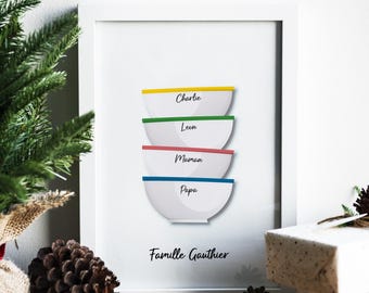 Póster personalizado de cuencos familiares - Regalo personalizado de cuencos familiares - Póster personalizado de cuencos familiares