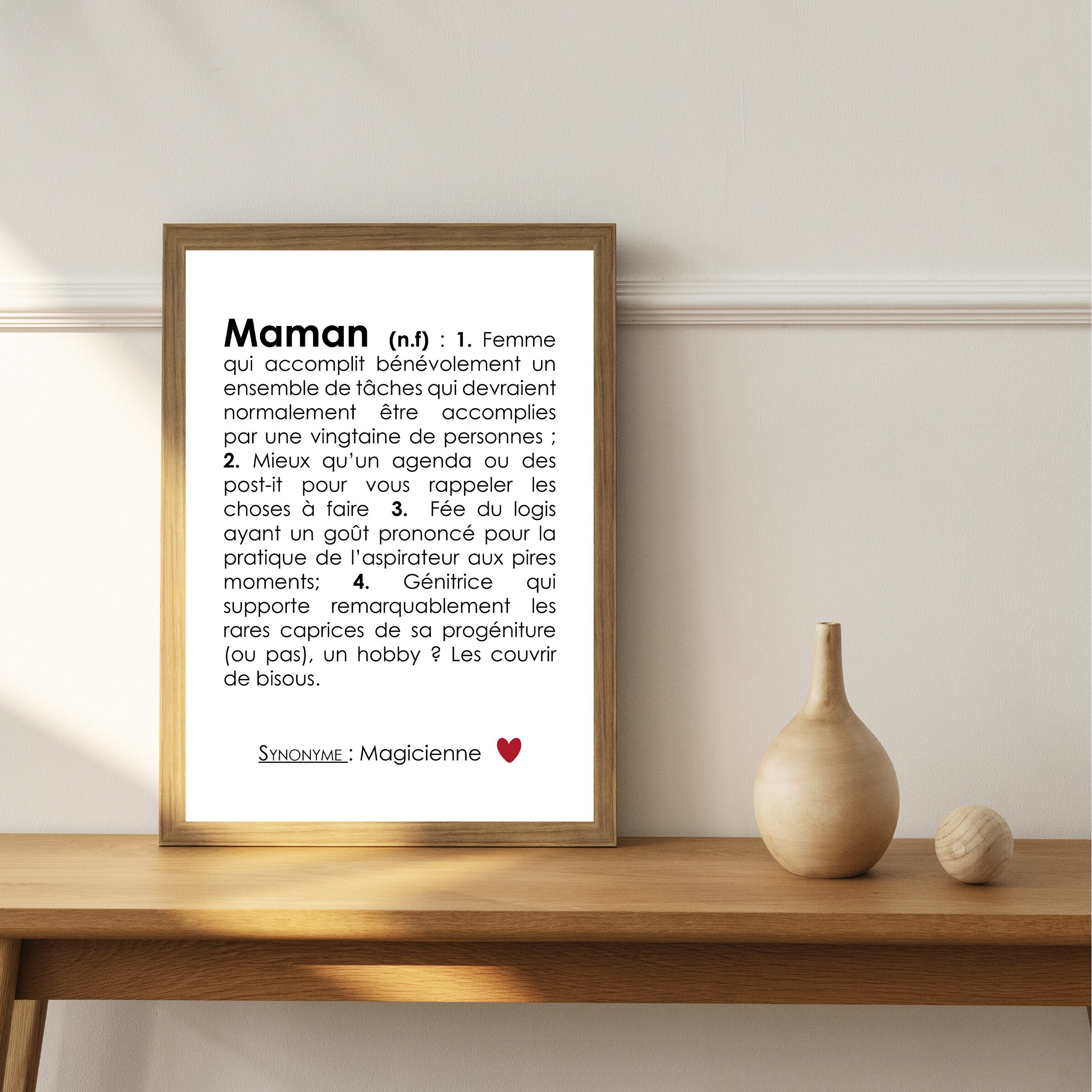 Affiche Définition Maman Personnalisable, Cadeau Personnalisable