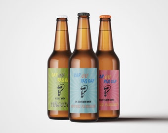 Étiquette bière ou vin parrain, marraine ou témoin, Annonce parrain, marraine ou témoin personnalisable