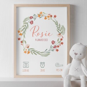 Pôster personalizável com nome, presente de nascimento personalizável