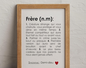 Aanpasbare Brother-definitieposter, aanpasbaar Brother-cadeau