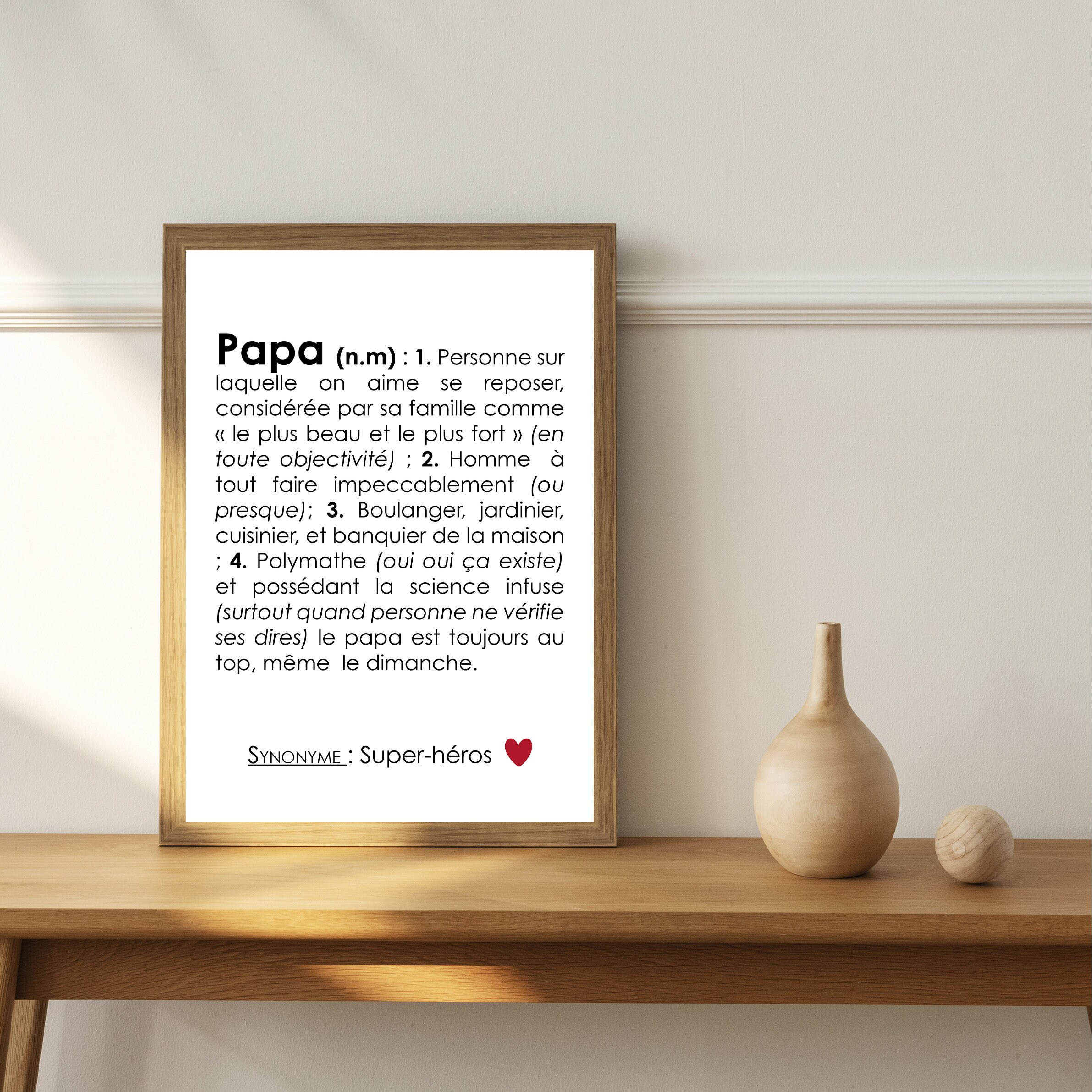Affiche Définition Papa Personnalisable, Cadeau Personnalisable