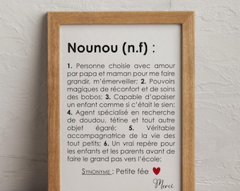 Nanny definition poster, Nanny gift, Nanny thank you