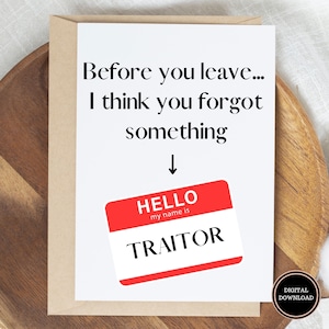 Printable Card Printable Coworker Leaving Card Funny - Etsy