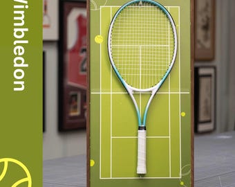 Tennis Racket Display Frame – Grand Slam Wall Art | Walnut & Aluminum Frame | Sports Memorabilia Storage and Home Decor Gift | Wimbledon