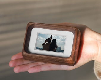 Muttertag | Holz Mini-Fotorahmen | Personalisiertes Geschenk Teak Bilderrahmen | Schwarznuss-Fotorahmen | Vollholz