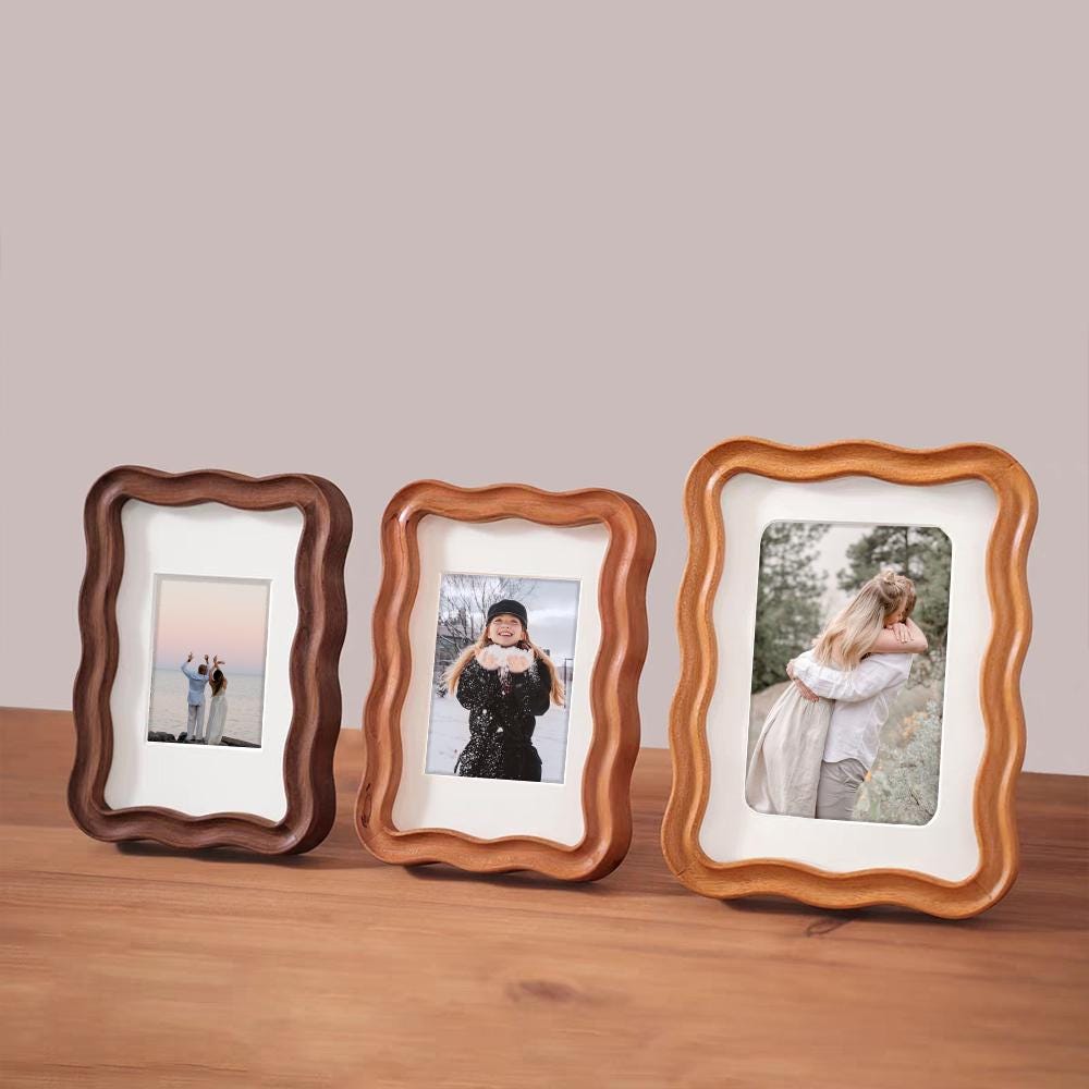 Sculpted Wavy Wood Frame | Teak • Cherry • Walnut | Modern