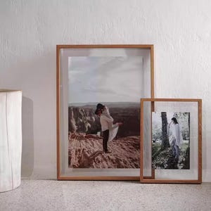 Marco de fotos transparente / Nogal negro / Fresno / Teca / Arte de pared / A4 12x16 A3 16x20 16x24 20x28 / Impresión fotográfica / Decoración cottagecore