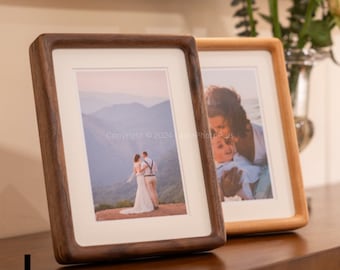 Foto | Schwarznussbaum | Rustikal | 4x6 | 13x18 | 15x20cm | 20x30 | Hartholz Bilderrahmen | Massivholz | Einweihungsparty Geschenk | Kostenloser Fotoabzug