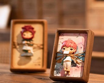 Houten figuurdisplaylijst | Teak of walnoot | 3,5 x 5 en 4 x 6 | Blindbox-speelgoedstandaard (figuur niet inbegrepen)