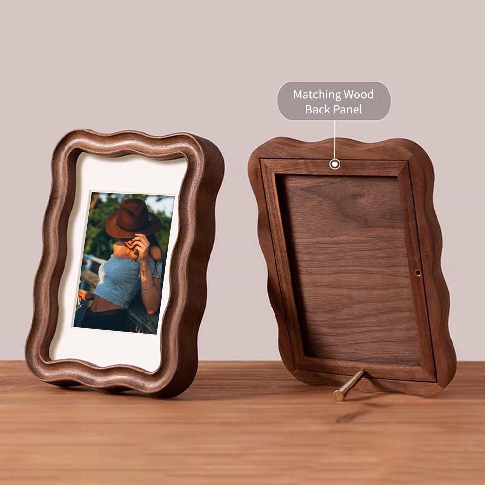 Sculpted Wavy Wood Frame | Teak • Cherry • Walnut | Modern