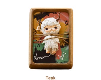 Teak Wood Display Frame for Figures | 3.5x5 or 4x6 | Natural Tabletop Stand (No Figure or Print)