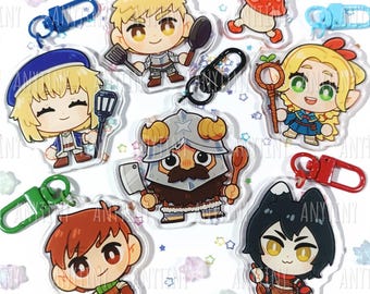 Lecker in Dungeon, Schlüsselanhänger! Dungeon Meshi. Marcille, Falin, Laios, Chilchuck, Senshi und Pilz!!