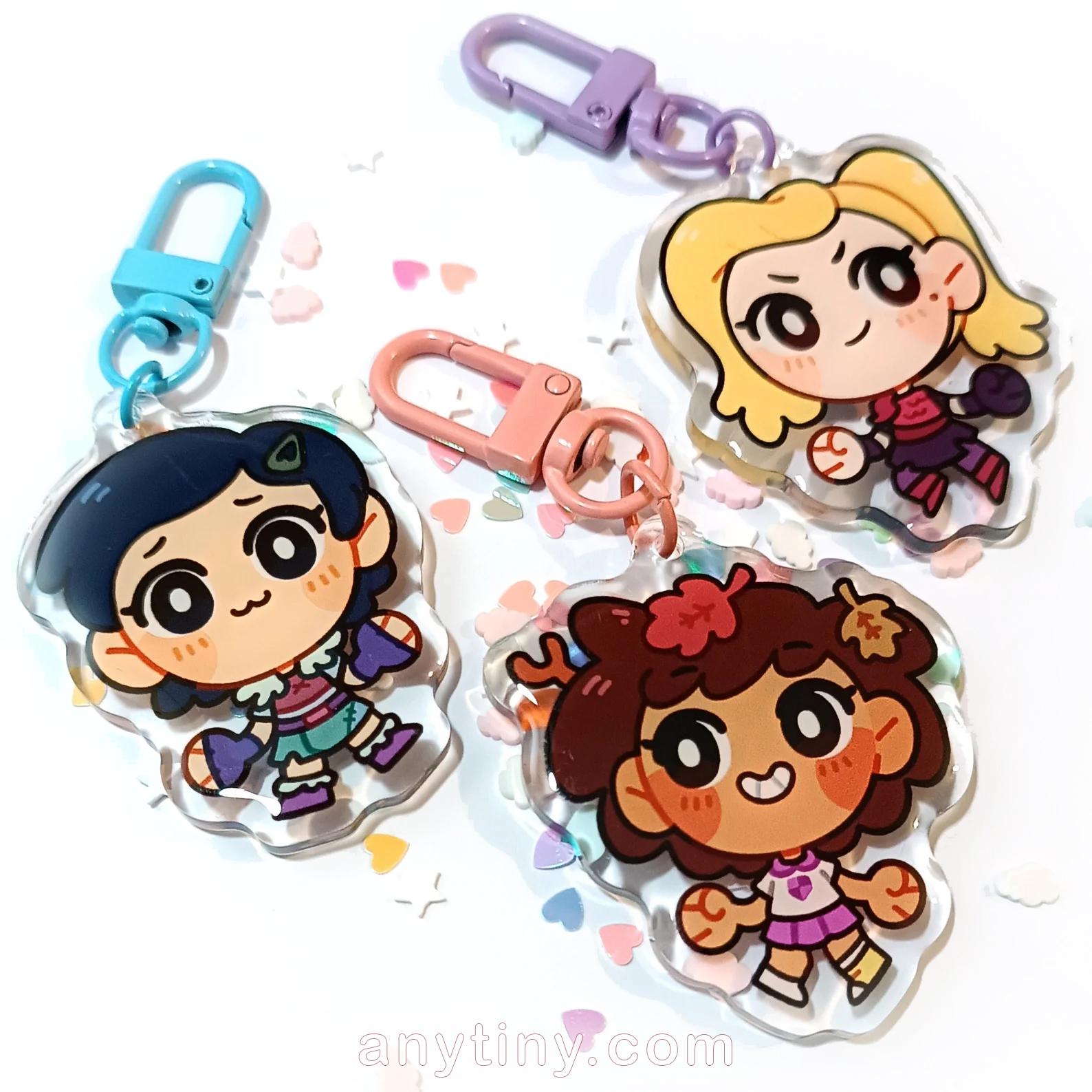 Amphibia, Anne, Marcy and Sasha keychains epoxy