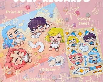 Prints and sticker! Witch Hat Atelier! Brushbuddy, Coco, Agott, Tetia and Richeh
