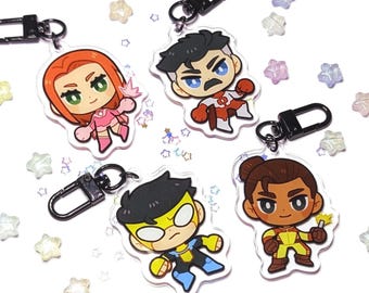 Invincible, Rex Splode, Omni-man and Atom Eve acrylic Keychain!