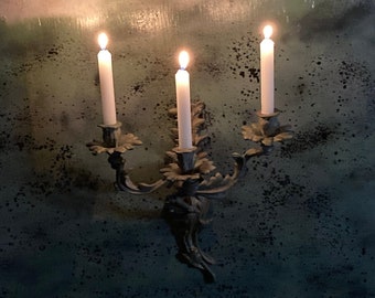 Vintage Iron Wall Mounted Candlestick Sconce