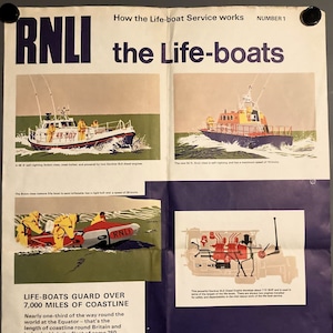 Vintage RNLU 'Rettungsboote' Lernposter - "Wie der Rettungsboot-Service funktioniert"