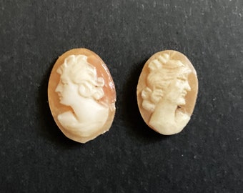 Juego de camafeos de concha tallados a mano de estilo vintage