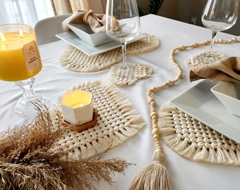 Macrame Coaster | Placemats | Home Decor | Boho | Bohemian Table Decor | Dining Room | Wedding | Housewarming Gift |  Mug Rug | Mothers Day